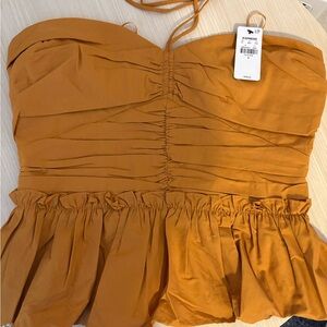 Express Ruched Peplum Halter Top